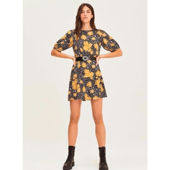 ba&sh NWT Robe Bonie In Color Curry Belt Not Included Retro Floral Print - Picture 1 of 16